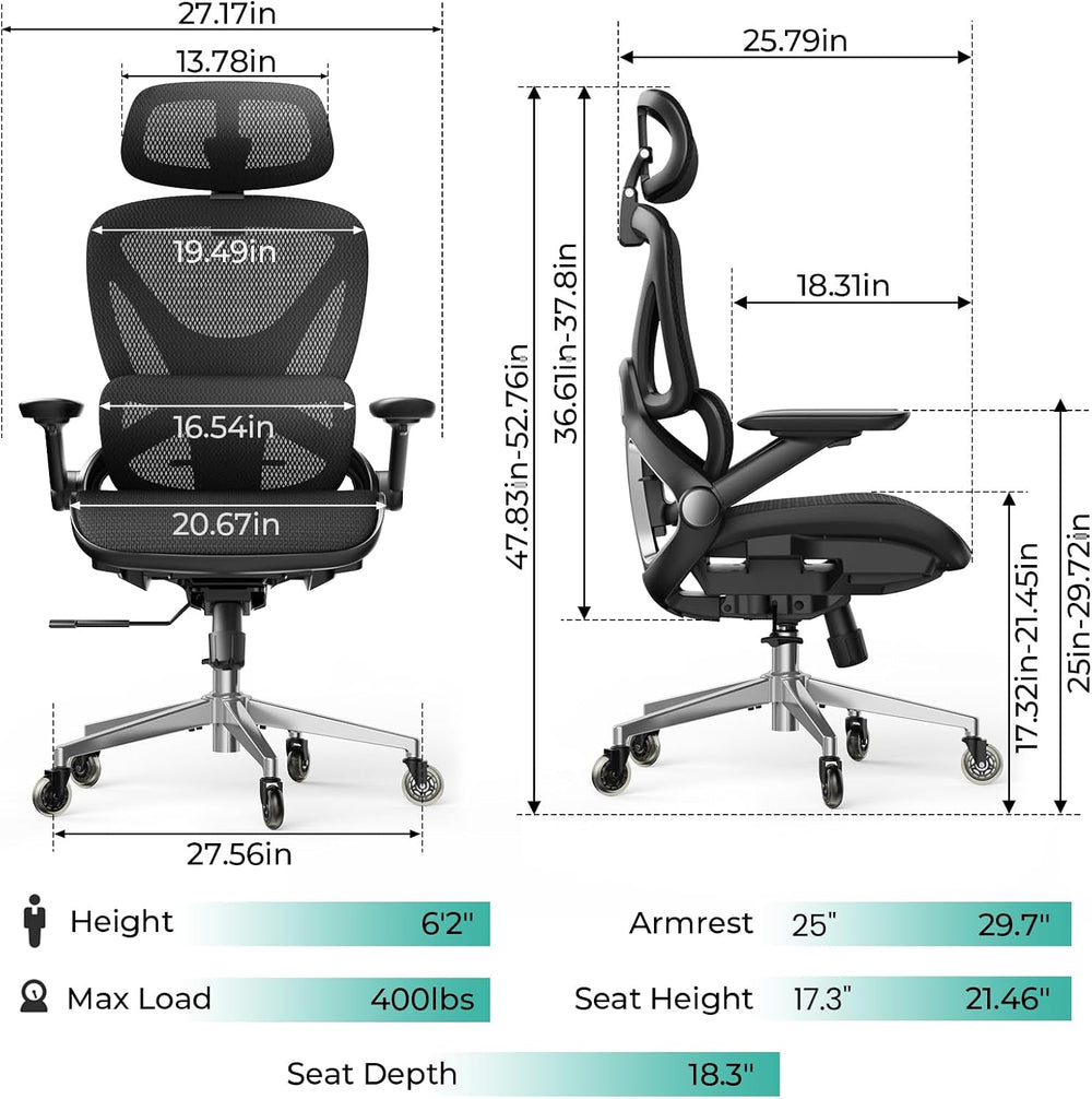 Ergonomic Mesh Office Chair Adjustable Lumbar High Back
