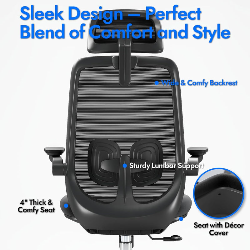 Ergonomic Mesh Office Chair Comfy with Adjustable Headrest