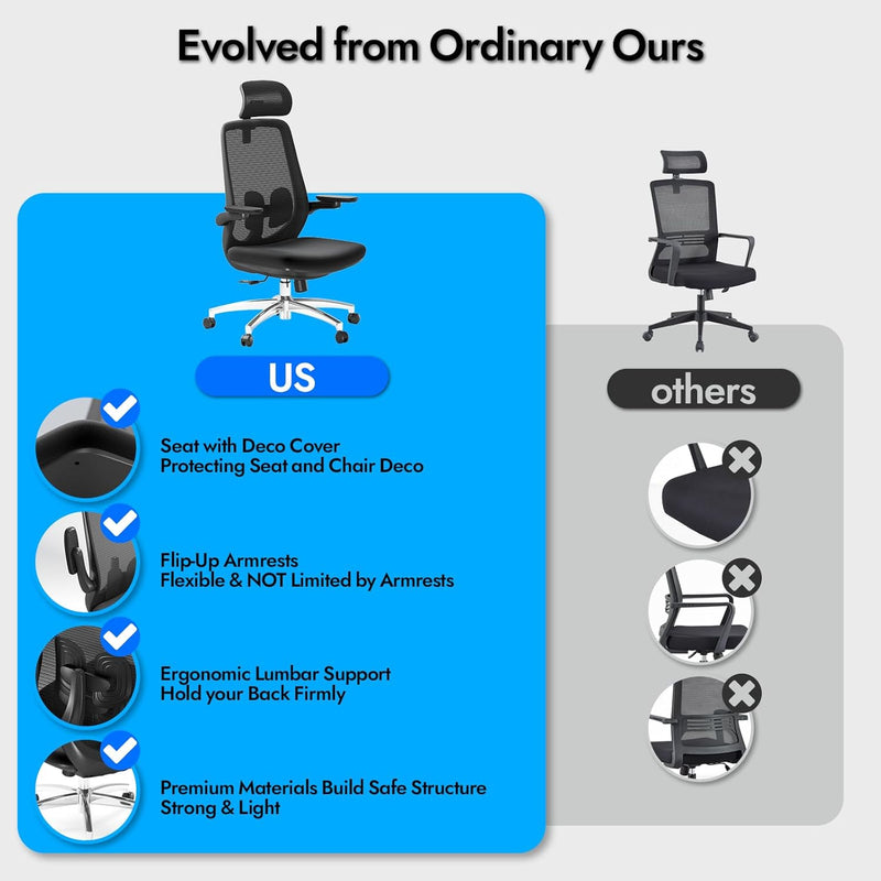 Ergonomic Mesh Office Chair Comfy with Adjustable Headrest