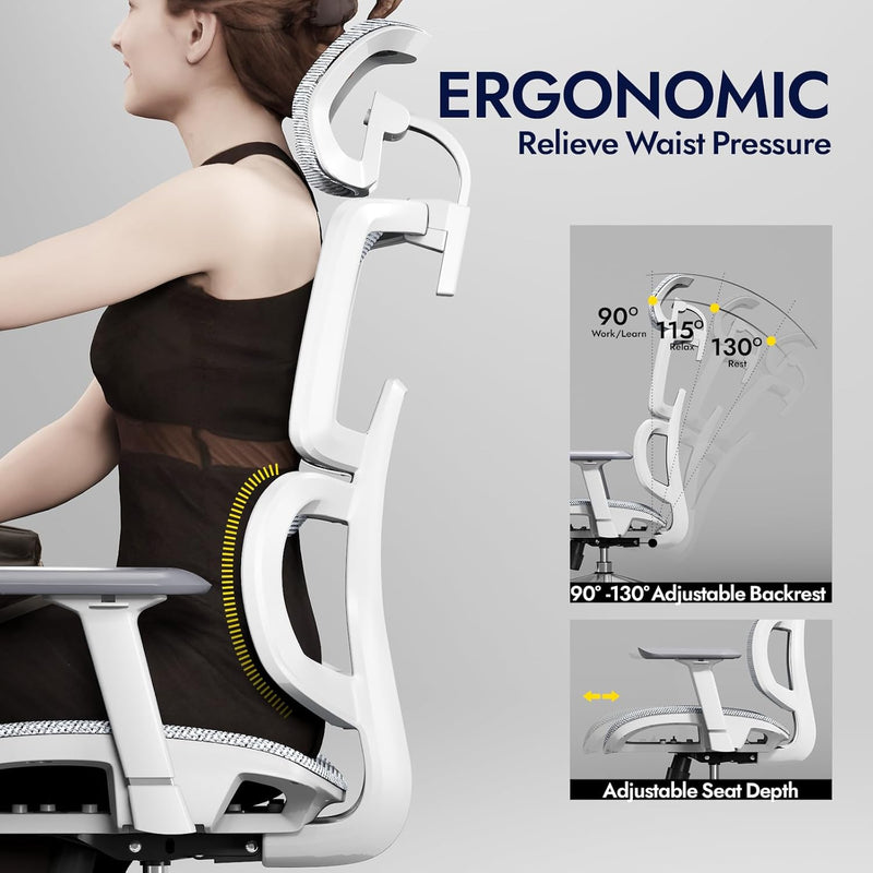 Ergonomic Mesh Office Chair with Adjustable Seat Depth