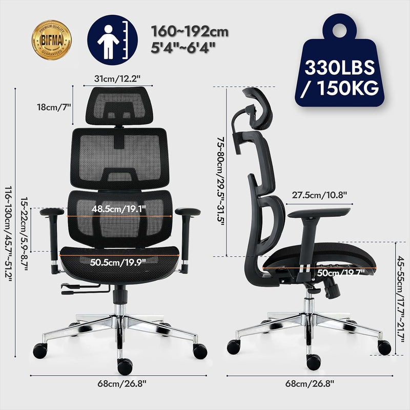 Ergonomic Mesh Office Chair with Adjustable Seat Depth