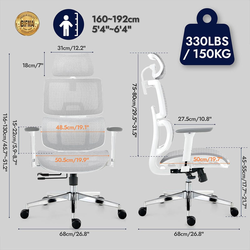 Ergonomic Mesh Office Chair with Adjustable Seat Depth