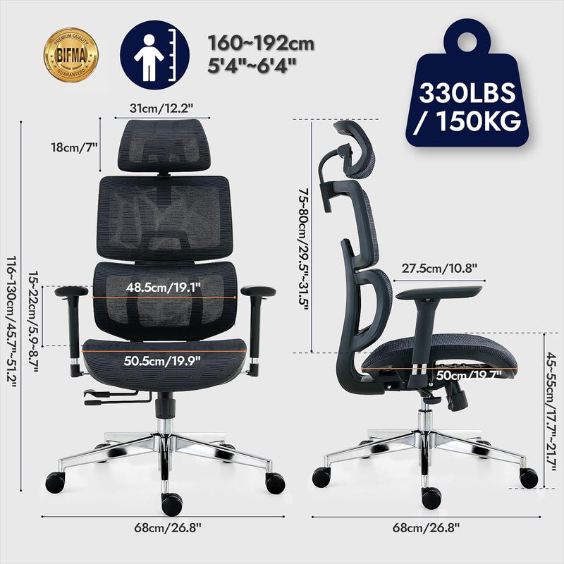 Ergonomic Mesh Office Chair with Adjustable Seat Depth