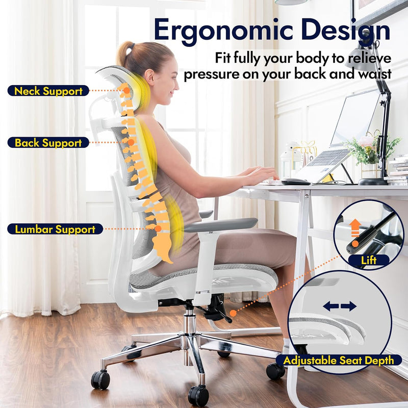 Ergonomic Mesh Office Chair with Adjustable Seat Depth