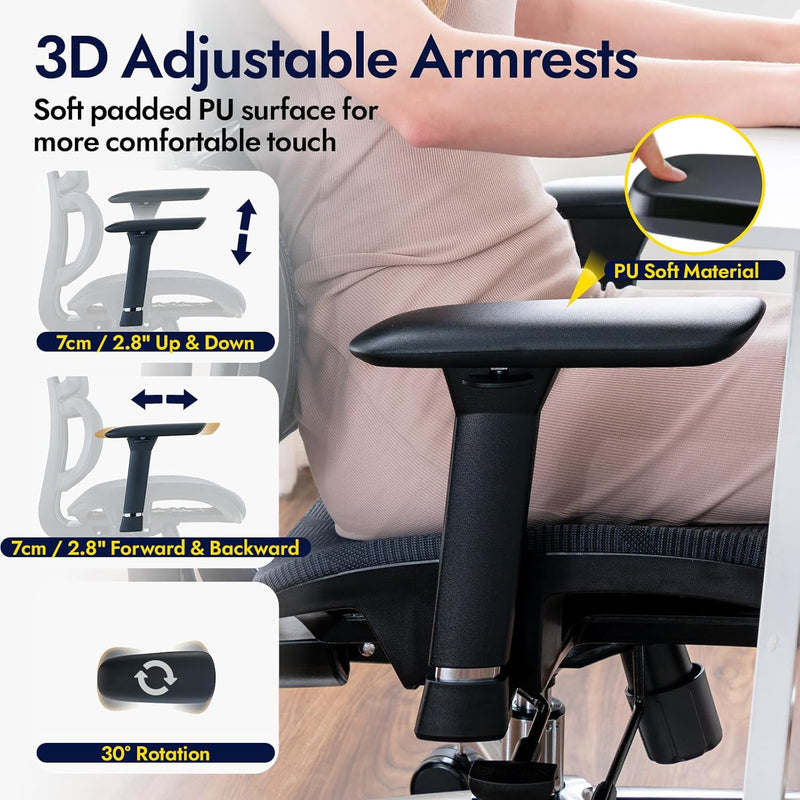 Ergonomic Mesh Office Chair with Adjustable Seat Depth