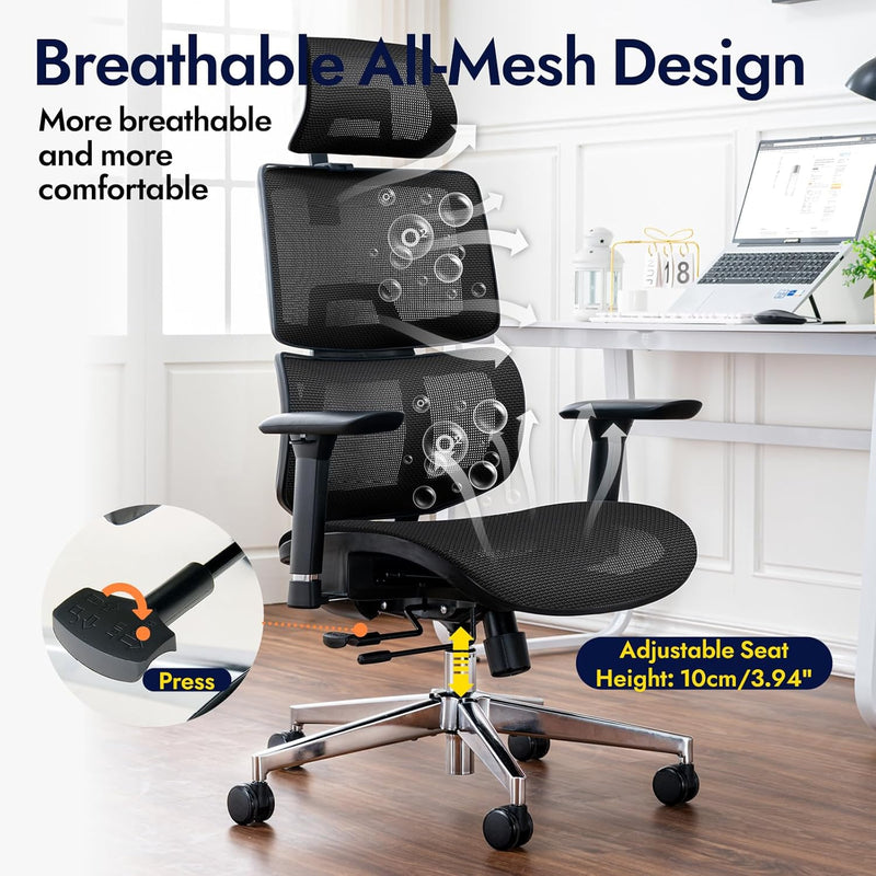 Ergonomic Mesh Office Chair with Adjustable Seat Depth