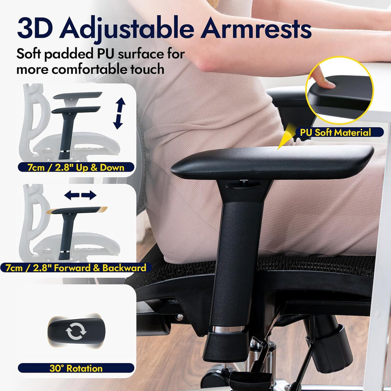 Ergonomic Mesh Office Chair with Adjustable Seat Depth