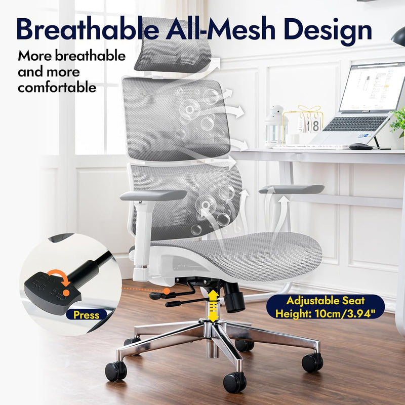 Ergonomic Mesh Office Chair with Adjustable Seat Depth
