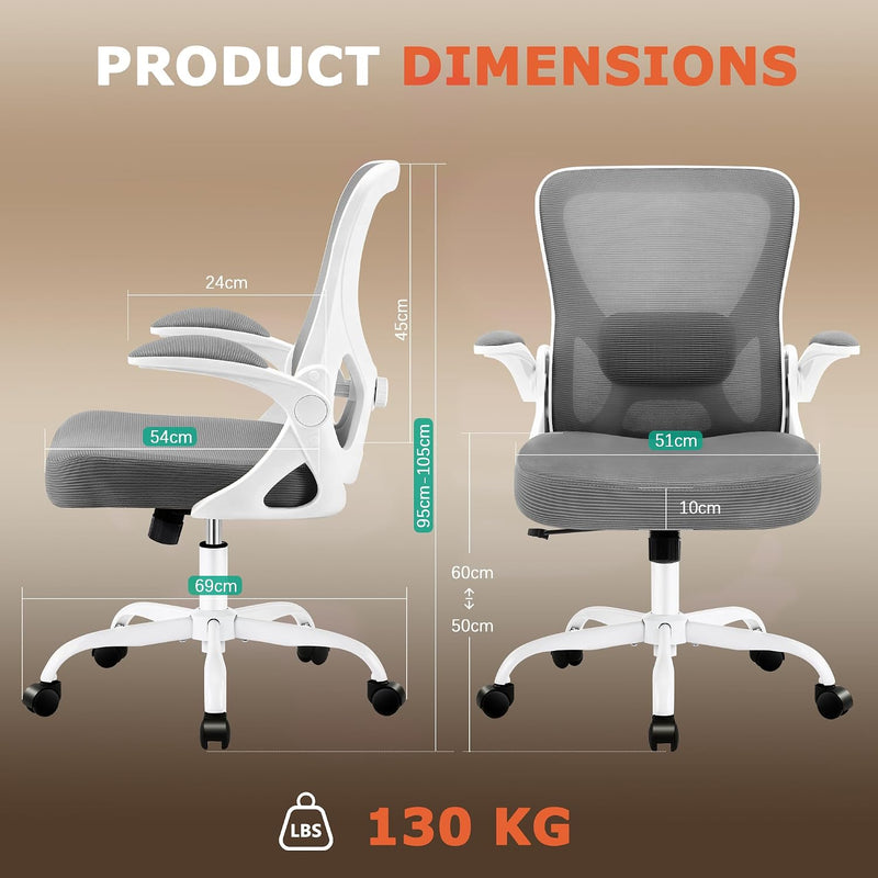Ergonomic Mesh Office Chair with Flip-Up Armrests