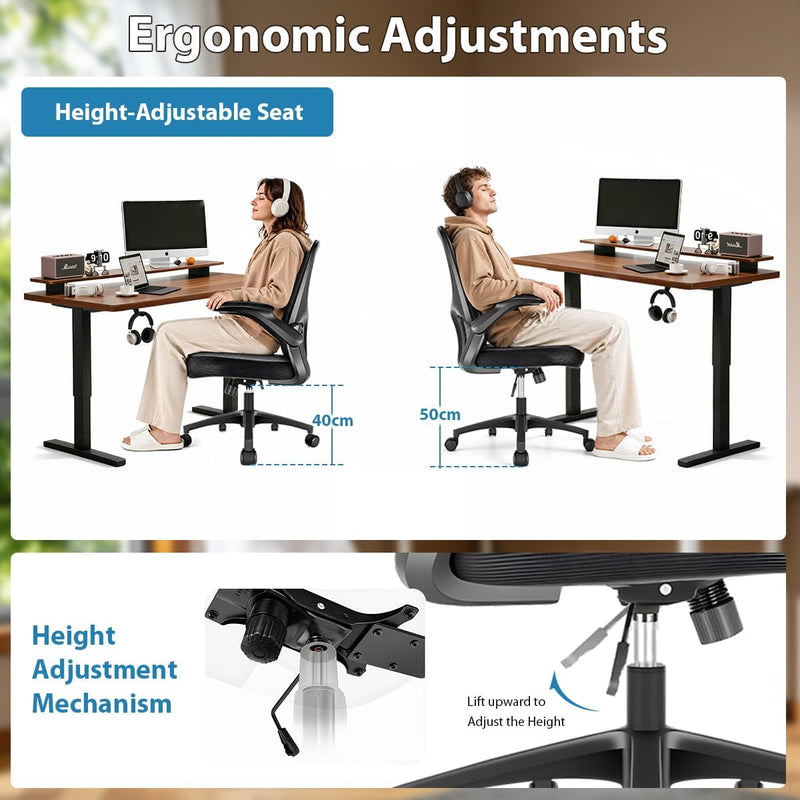 Ergonomic Mesh Office Desk Chair with Flip-Up Arms