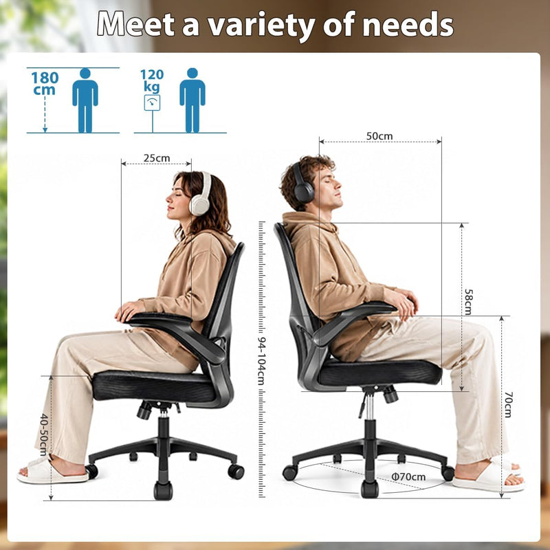 Ergonomic Mesh Office Desk Chair with Flip-Up Arms