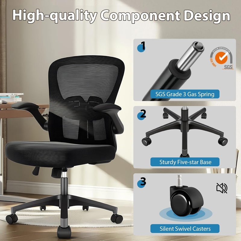 Ergonomic Mesh Office Desk Chair with Flip-Up Arms