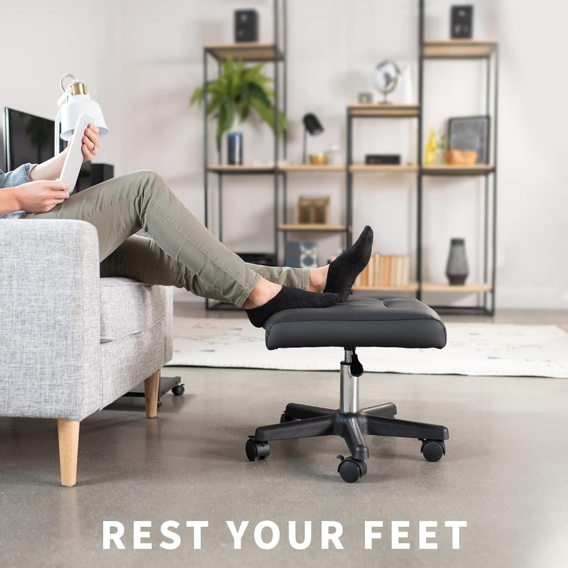Ergonomic Mobile Footrest with Wheels Height Adjustable Desk