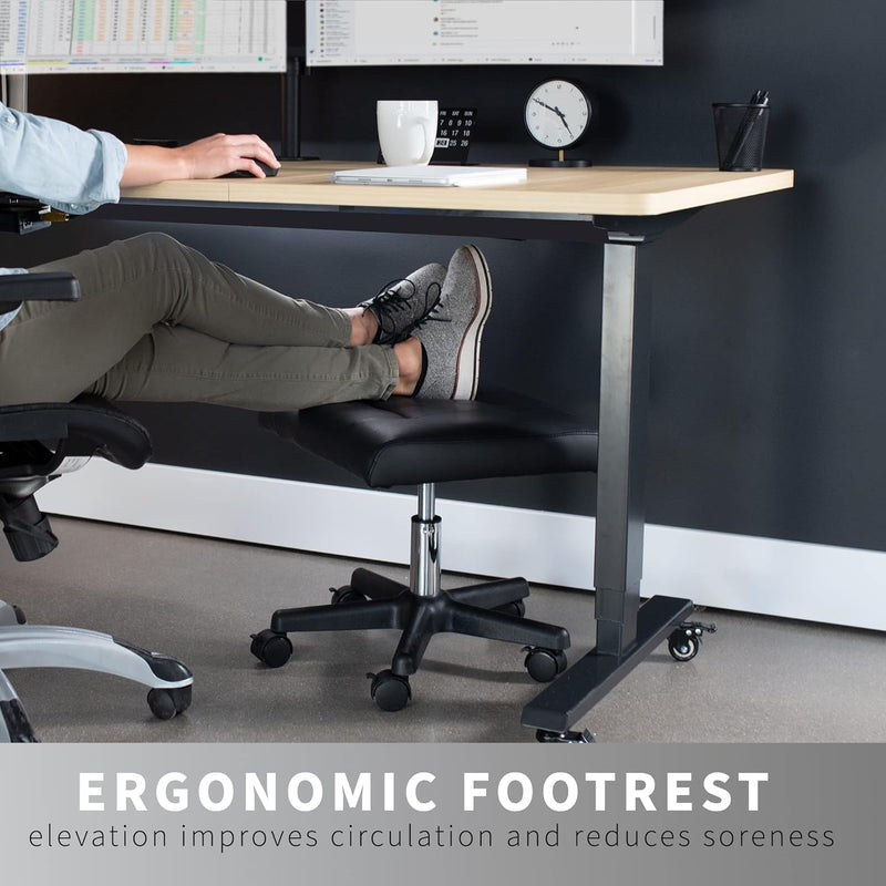 Ergonomic Mobile Footrest with Wheels Height Adjustable Desk