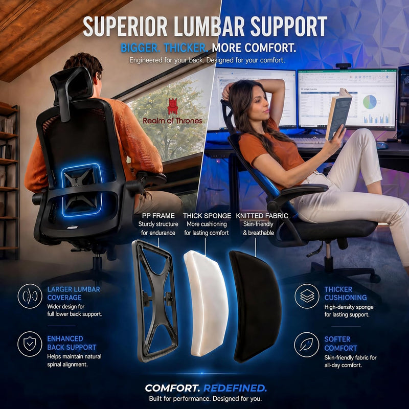 Ergonomic Office Chair 2d Flip-Up Armrests Small Spaces