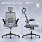 Ergonomic Office Chair 2d Flip-Up Armrests Small Spaces