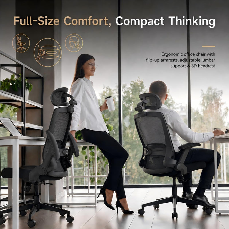 Ergonomic Office Chair 3d Armrests and 2d Lumbar
