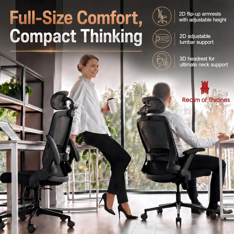 Ergonomic Office Chair 3d Armrests and 2d Lumbar