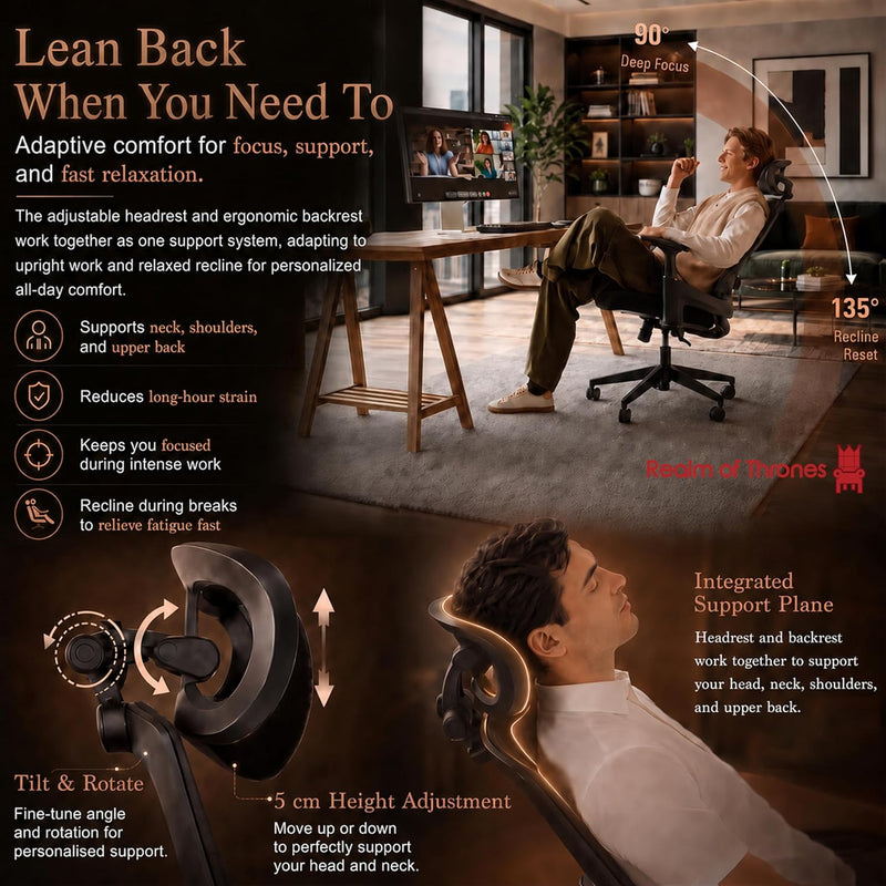 Ergonomic Office Chair 3d Armrests and 2d Lumbar