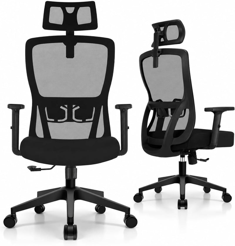 Ergonomic Office Chair Desk with Adjustable Headrest Lumbar