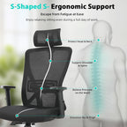 Ergonomic Office Chair Desk with Adjustable Lumbar Headrest