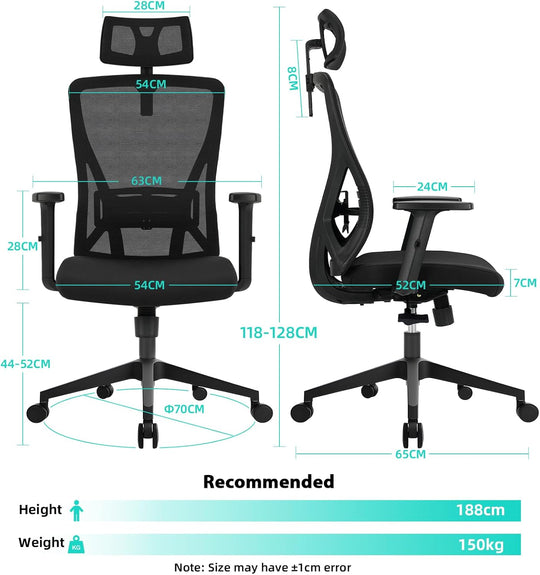 Ergonomic Office Chair Desk with Adjustable Lumbar Headrest