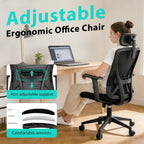 Ergonomic Office Chair Desk with Adjustable Lumbar Headrest