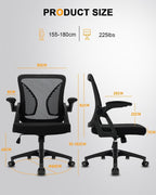 Ergonomic Office Chair Desk with Flip-Up Armrests Lumbar