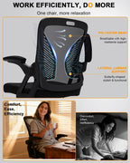 Ergonomic Office Chair Desk with Flip-Up Armrests Lumbar
