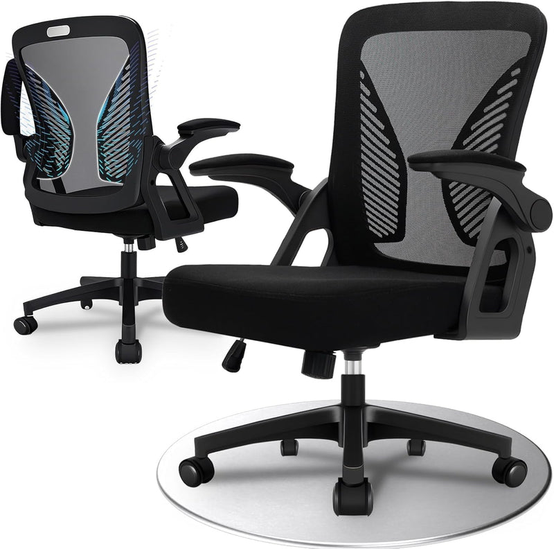 Ergonomic Office Chair Desk with Flip-Up Armrests Lumbar
