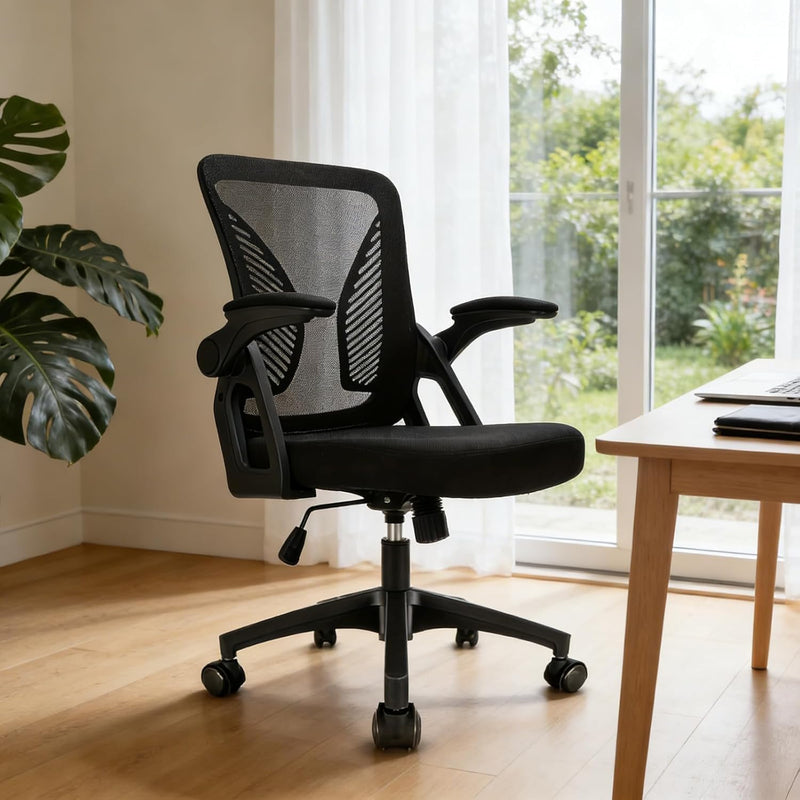 Ergonomic Office Chair Desk with Flip-Up Armrests Lumbar