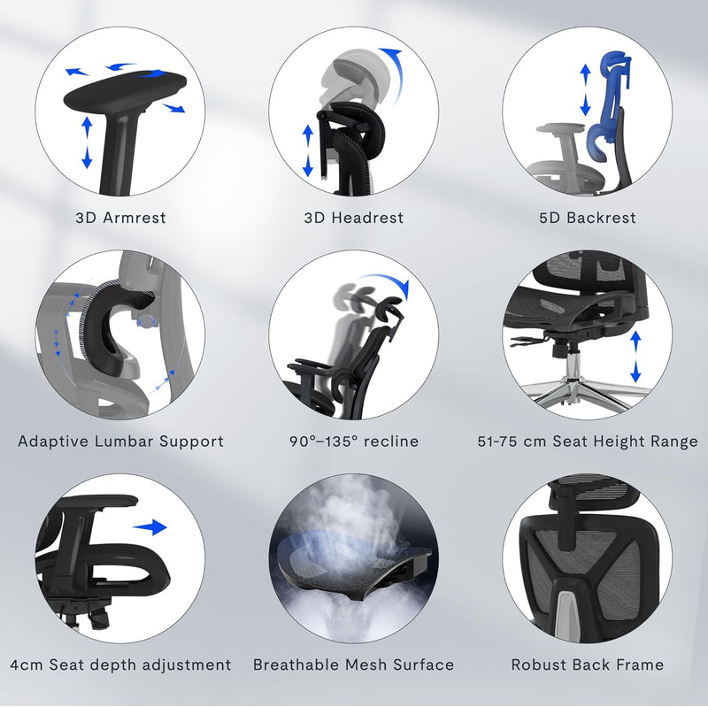 Ergonomic Office Chair Executive Mesh Desk with Height