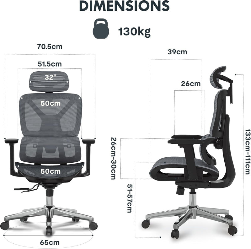 Ergonomic Office Chair Executive Mesh Desk with Height