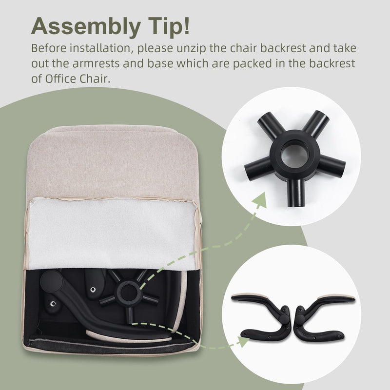 Ergonomic Office Chair Fabric Desk Chairs for Home