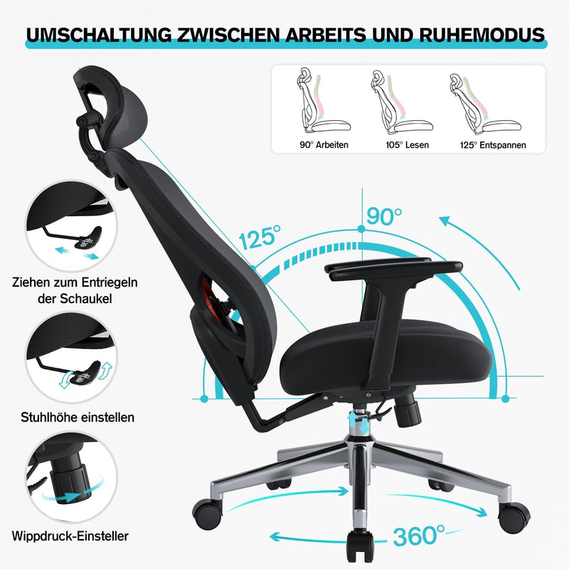 Ergonomic Office Chair Lift Up Mesh Backrest Desk