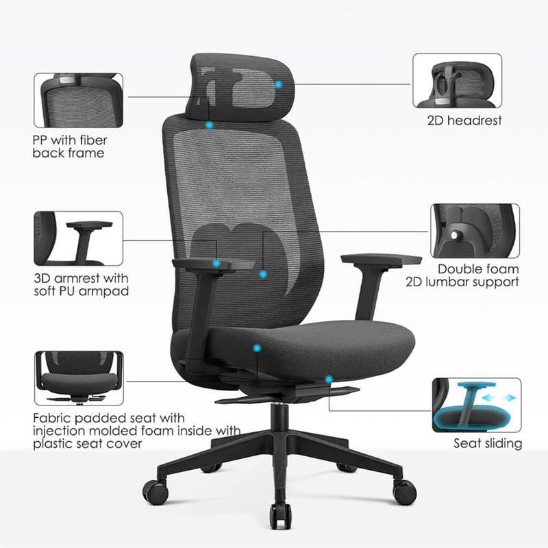 Ergonomic Office Chair Mesh Adjustable Lumbar Support
