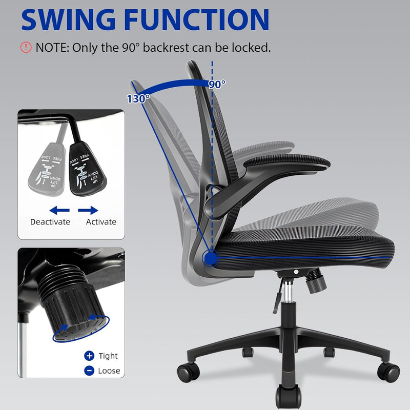 Ergonomic Office Chair Mesh Desk with Adjustable Lumbar