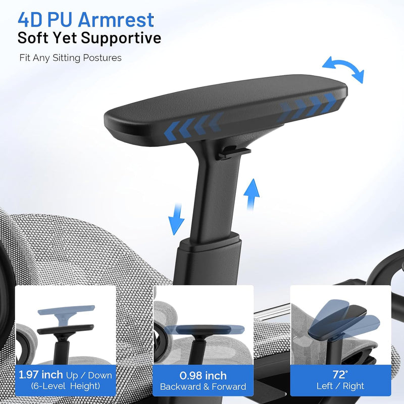 Ergonomic Office Chair Mesh Desk with Footrest 90