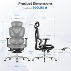 Ergonomic Office Chair Mesh Desk with Footrest 90