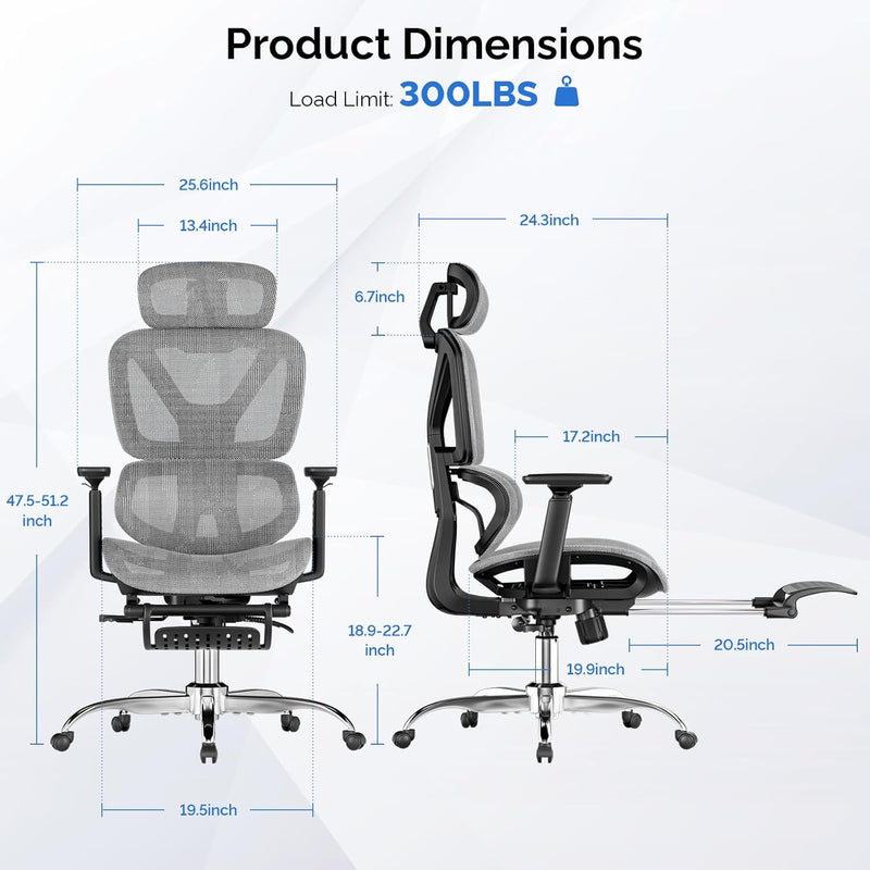 Ergonomic Office Chair Mesh Desk with Footrest 90