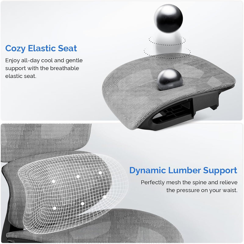 Ergonomic Office Chair Mesh Desk with Footrest 90