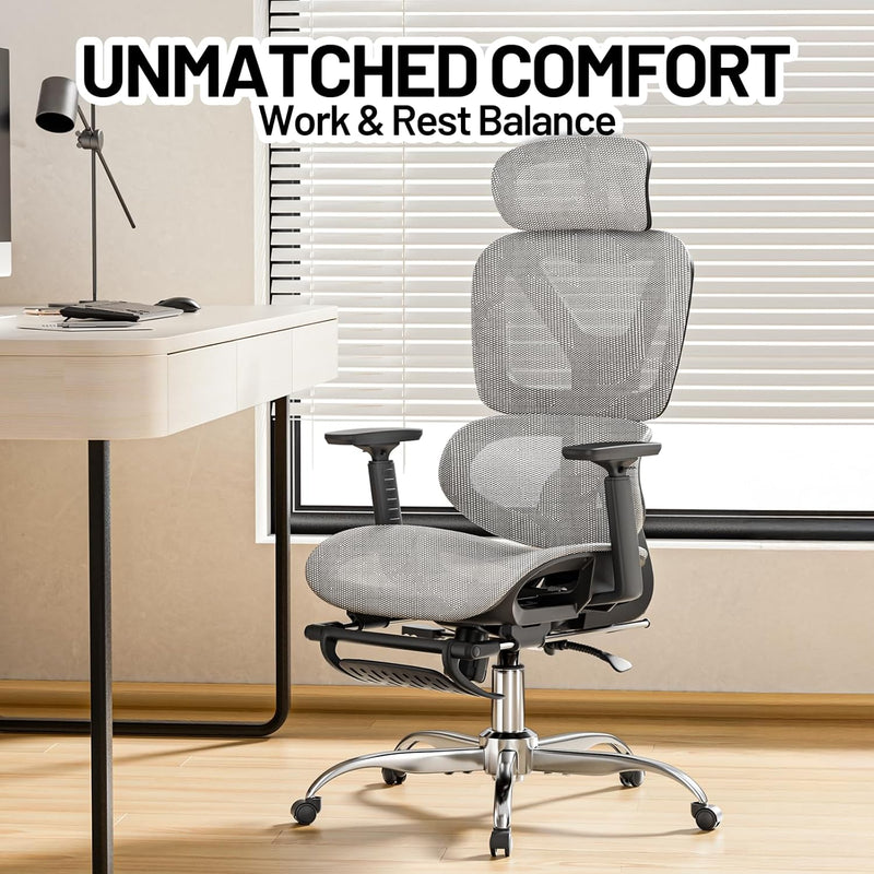 Ergonomic Office Chair Mesh Desk with Footrest 90