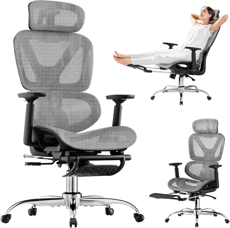 Ergonomic Office Chair Mesh Desk with Footrest 90