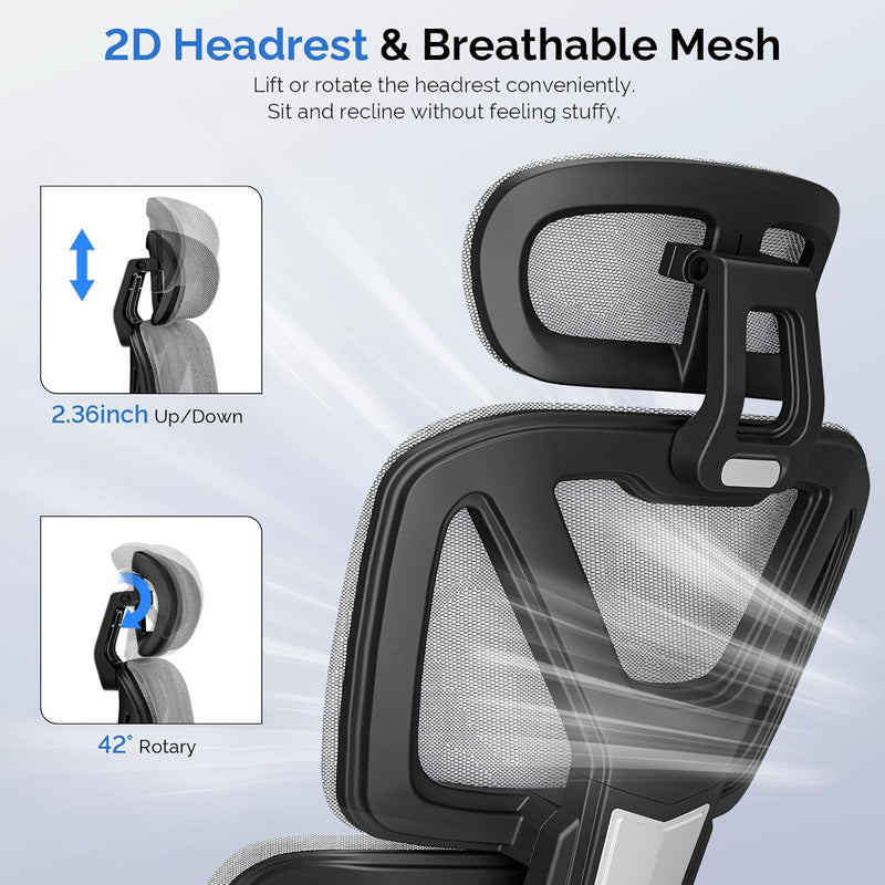 Ergonomic Office Chair Mesh Desk with Footrest 90