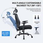 Ergonomic Office Chair Mesh Desk with Headrest Armrest