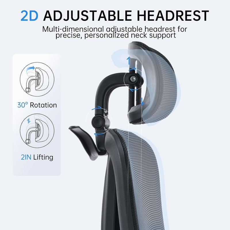Ergonomic Office Chair Mesh Desk with Headrest Armrest