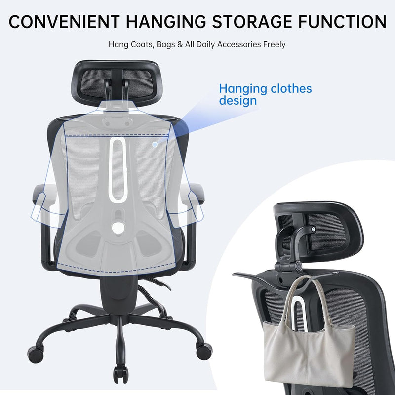 Ergonomic Office Chair Mesh Desk with Headrest Armrest