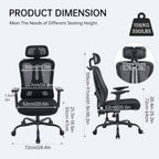 Ergonomic Office Chair Mesh Desk with Headrest Armrest