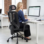 Ergonomic Office Chair Mesh Desk with Headrest Armrest