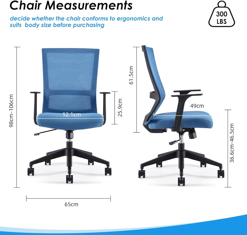 Ergonomic Office Chair Mesh Mid-Back Desk with Lumbar